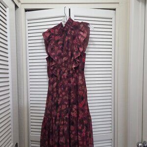 Anna Floral Mock Neck Midi Dress